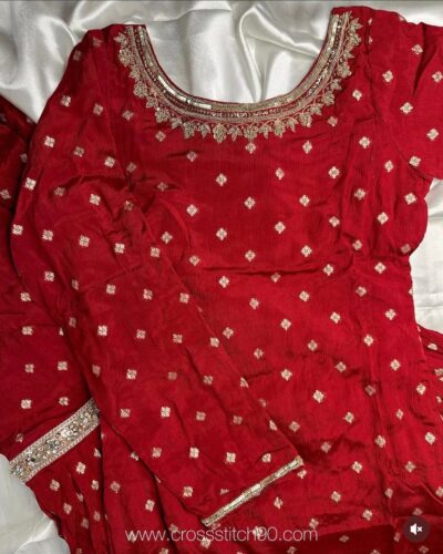 Blood Red Gharara Set