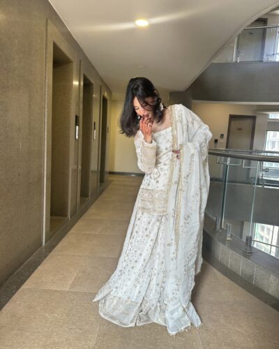 Milky White Kalidar Sharara Set