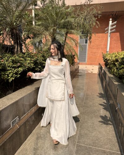 White Sharara Set
